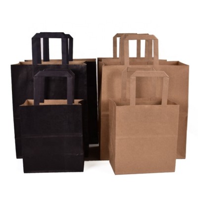 Wholesale Recycled Custom Print Craft Paper Bag Takeaway Paper Bag Brown Or Black Kraft Paper Bag